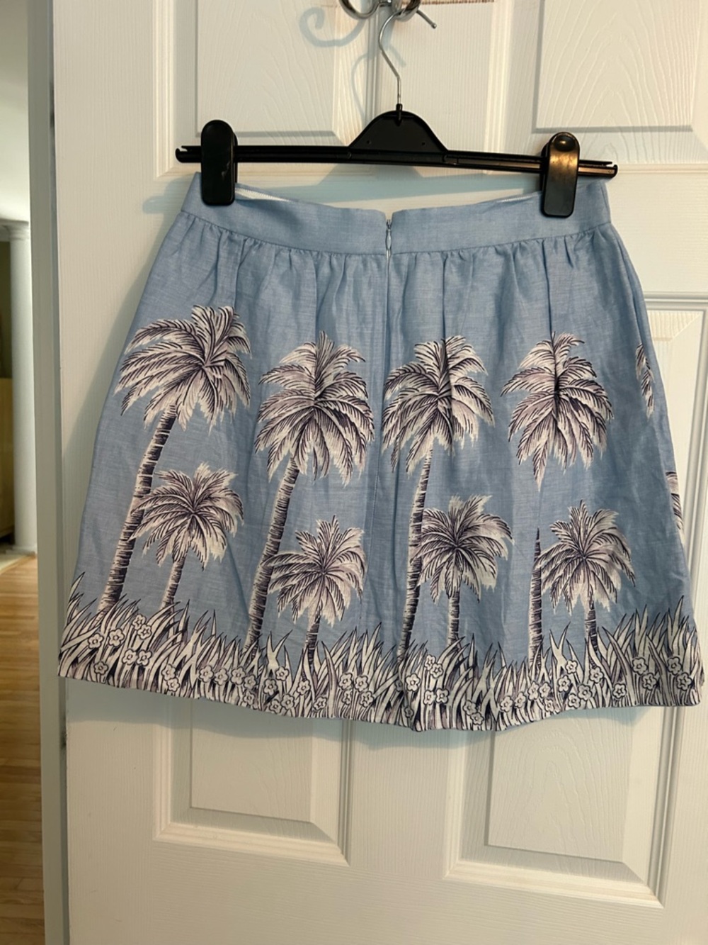 J. Crew Light Blue Linen Tropical Print Skirt - Picture 4 of 9
